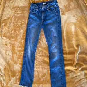 MOTHER Denim High Waisted Rascal Ankle Slit